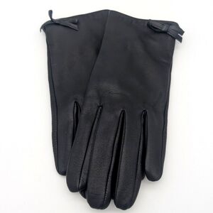 kate spade Black Leather Gloves with Bow Detail